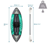 Technische tekening van de Opblaasbare kajak LAXO-285 van 285 × 90 cm van Aqua Marina