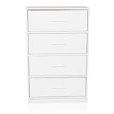 Witte commode ESTORIA met vier laden en eenvoudige grepen van hjh LIVING – 360-gradenweergave (vooraanzicht 15°)