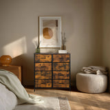 Commode RAGALA LIGHT in gerookt eiken met acht laden en een zwart frame van hjh LIVING