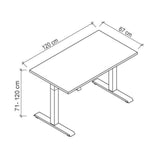 Technische tekening van het XMST 612 S bureau van 120 × 67 cm van hjh OFFICE PRO