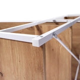 Verbinding van wit metalen frame en eikenhouten blad van het Easy Up3 bureau van hjh LIVING