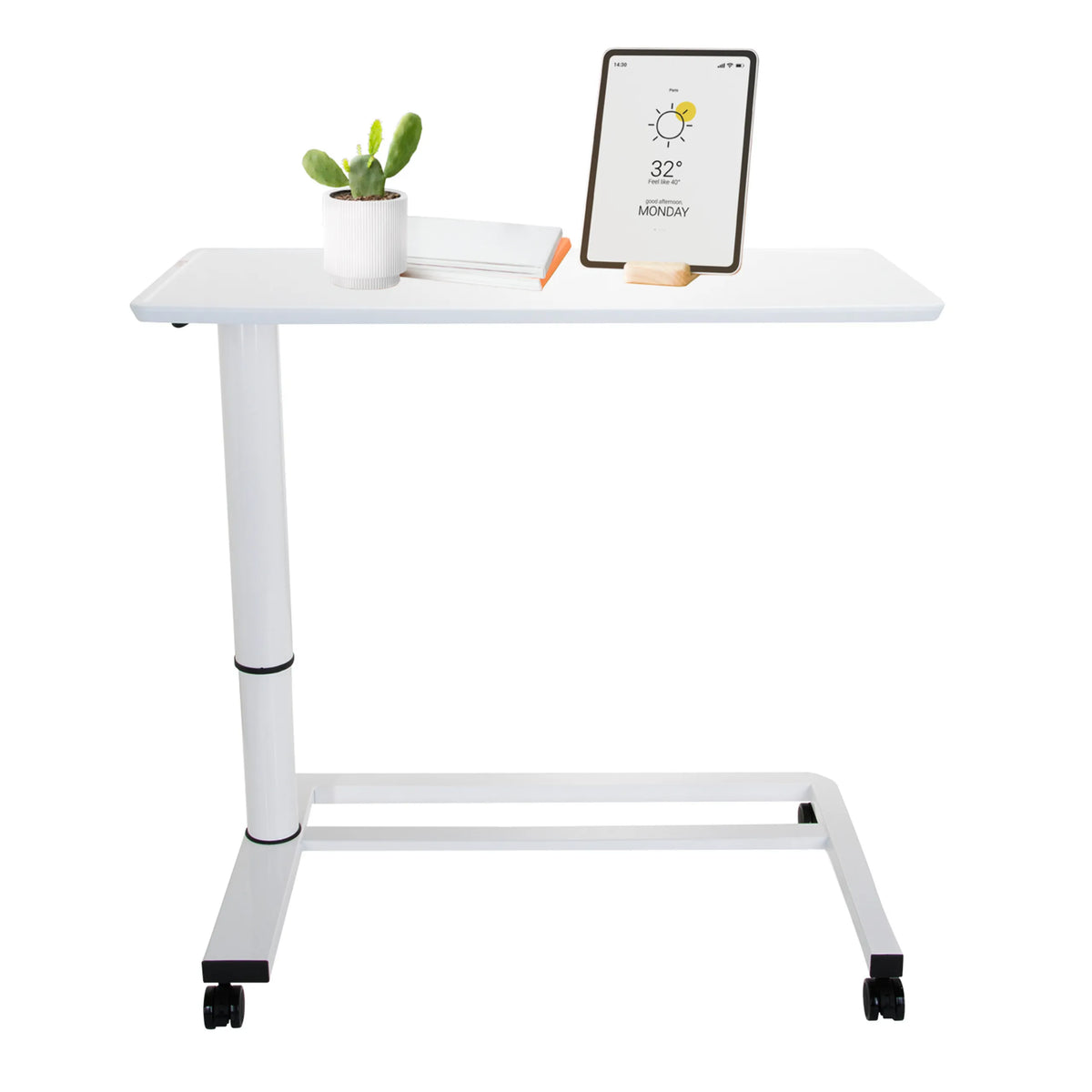 Wit Zit- Sta bureau STAND II met zwenkwielen en een bureaublad van hjh OFFICE