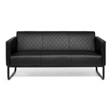Zwarte lounge bank ARUBA BLACK met ruitstiksel en metalen frame van hjh OFFICE – 360-gradenweergave (vooraanzicht 0°)