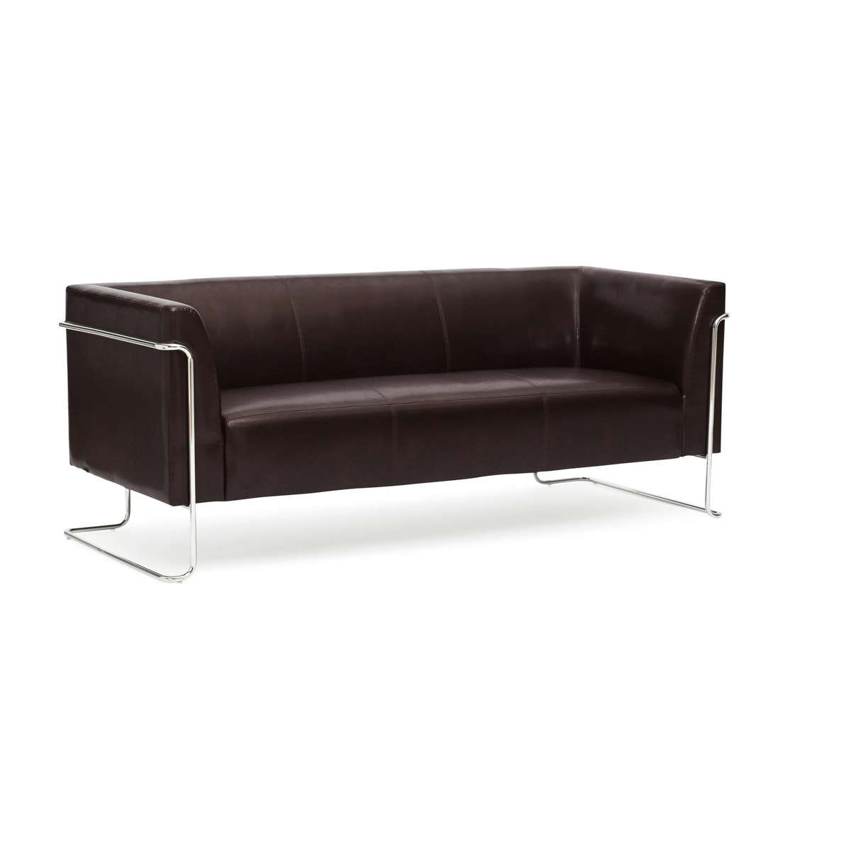 Bruine lounge bank CURACAO als driezitter met verchroomd frame van hjh OFFICE – 360-gradenweergave (zijaanzicht 90°)
