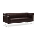 Bruine lounge bank CURACAO als driezitter met verchroomd frame van hjh OFFICE – 360-gradenweergave (zijaanzicht 90°)