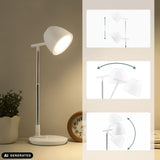 Hoogte- en kantelverstelling van de Lumanova D3 bureaulamp in wit van hjh OFFICE (AI-gegenereerde afbeelding)