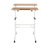 Wit Zit- Sta bureau WORKSTATION I met eikenhouten tafelblad en zwenkwielen van hjh OFFICE – 360-gradenweergave (vooraanzicht 0°)