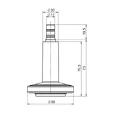 Technische tekening van de Vloerdoppen STATO-M met een diameter van 60 mm van hjh OFFICE