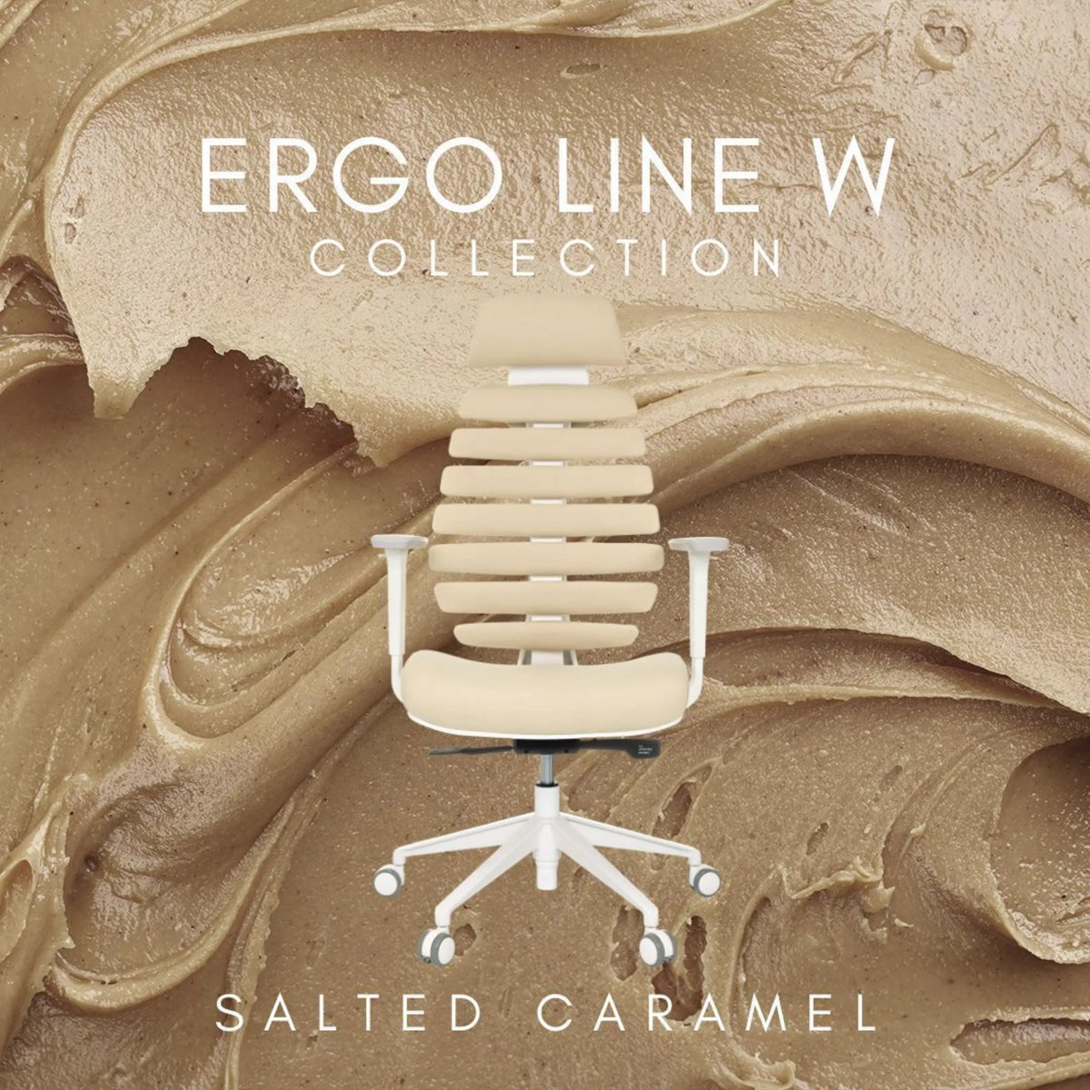 Profi-Bürostuhl ERGO LINE W in der Farbe Salted Caramel mit Stoffbezug und weißem Gestell von hjh OFFICE