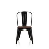 Zwarte Bistrostoel VANTAGGIO COMFORT W met bruine houten zitting van hjh OFFICE – 360-gradenweergave (vooraanzicht 0°)