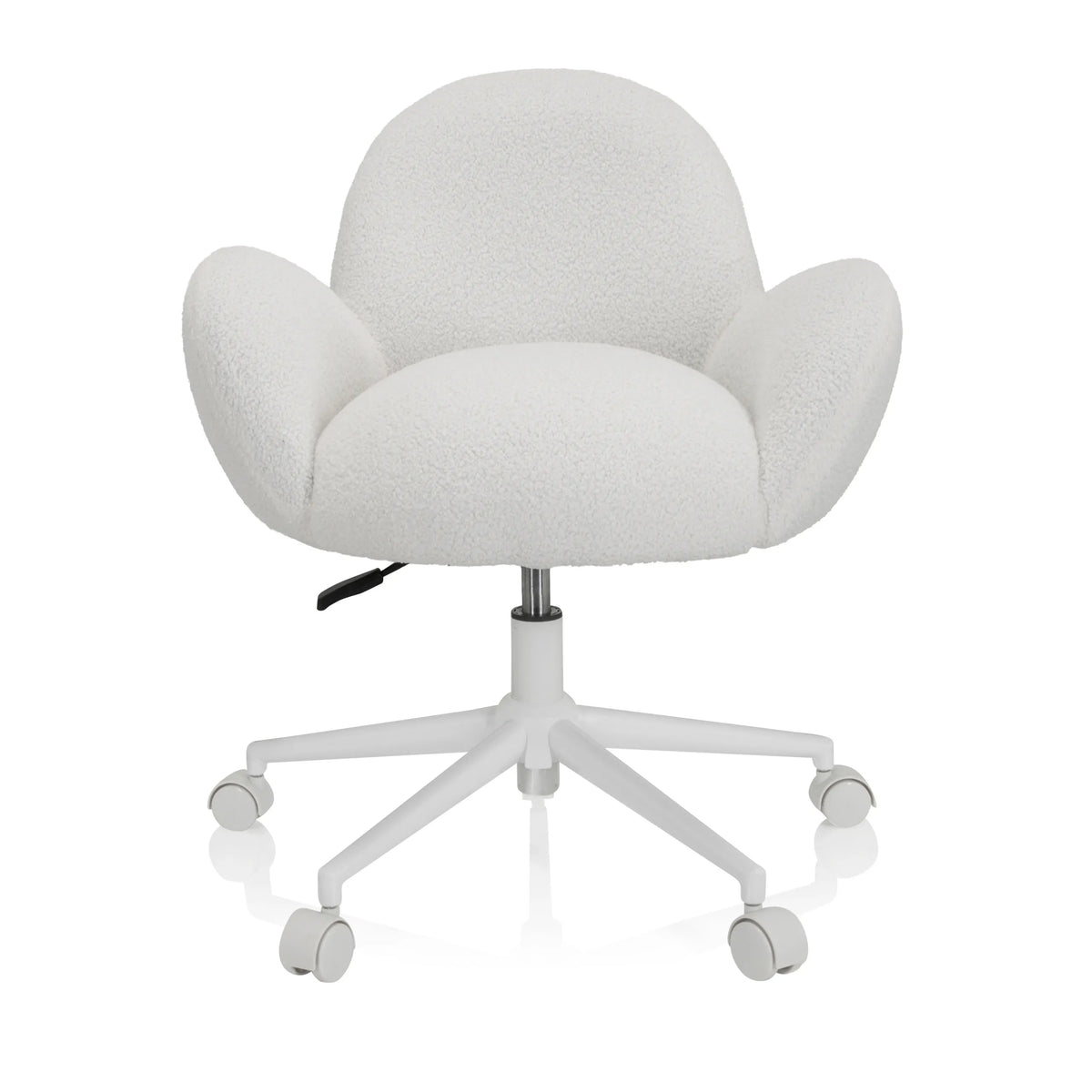 Witte Kinder bureaustoel KID TEDDY I met gestructureerde bekleding en vijfpotig onderstel met zwenkwielen van hjh OFFICE – 360-gradenweergave (vooraanzicht 0°)