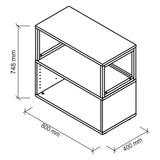 Technische tekening van het FlexWall onderstel, 800 × 400 mm van hjh OFFICE PRO