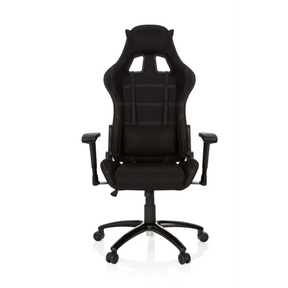 Zwarte Gamestoel GAME FORCE met stofbekleding, witte siernaden en armleuningen van hjh OFFICE