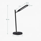 Technische tekening van de Lumanova D2 Bureaulamp met een hoogte van 42 cm en 18 cm voetdiameter van hjh OFFICE