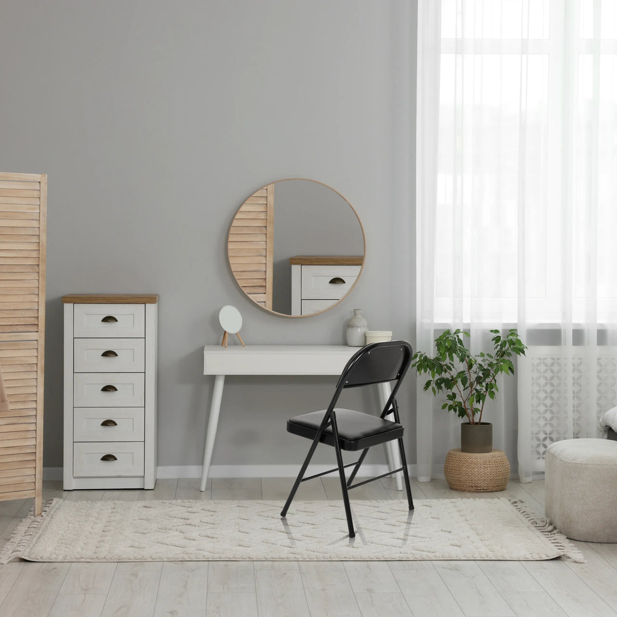 Zwarte Klapstoel TUDELA H met kunstlederen bekleding en metalen frame van hjh OFFICE