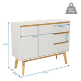 Maattekening van het Dressoir TAROLO I met een breedte van 97 cm en een hoogte van 80 cm van hjh LIVING