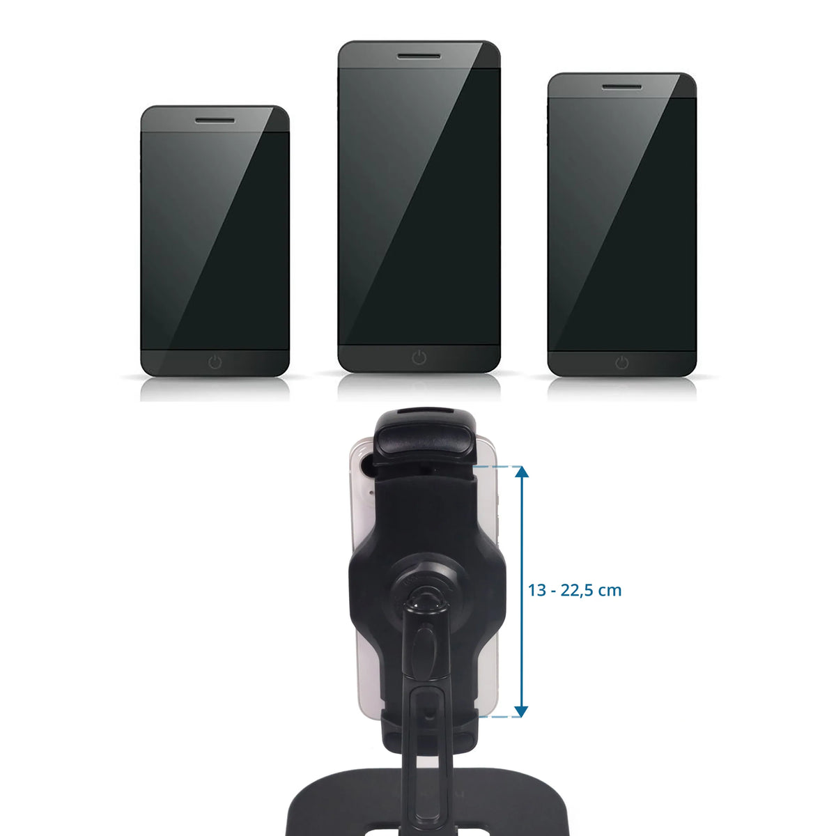 Verstelbare houder van de Houder voor mobiele telefoon & tablet FLEXMOBI IV voor apparaten van 13 - 22,5 cm van hjh OFFICE