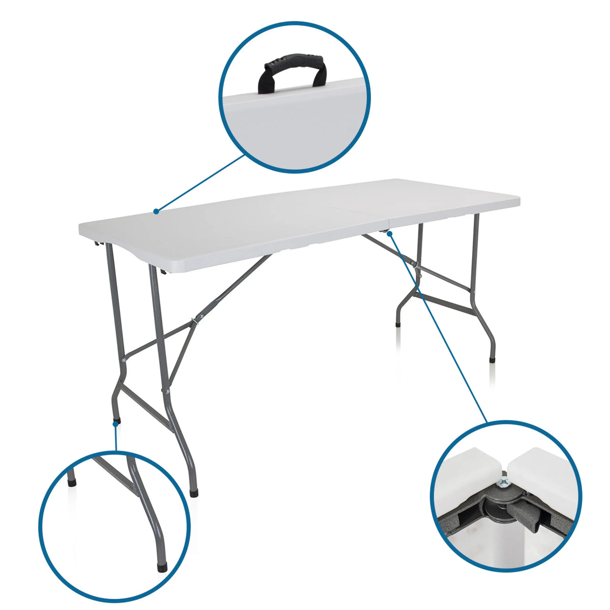 Draaggreep en gewrichtsverbindingen van de Klaptafel EASY UP MULTI II in wit van hjh OFFICE
