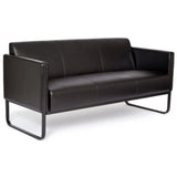 Zwarte BALI BLACK lounge bank als driezitter met een minimalistisch metalen frame van hjh OFFICE