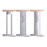 Metalen poten met kabeldoorvoeren van het BELA 18 S bureau met eikenhouten blad in kastanjebruin van hjh OFFICE PRO