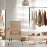 Beige Gestoffeerde fauteuil HAVENIO met vier zwarte metalen poten van hjh LIVING