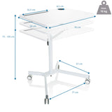 Maattekening van het Zit- Sta bureau STAND VM-SU I met een hoogte van 73-105 cm van hjh OFFICE