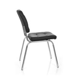 Zwarte vierpotige stoel PICENO V met gewatteerde bekleding en chromen frame van hjh OFFICE – 360-gradenweergave (zijaanzicht 100°)