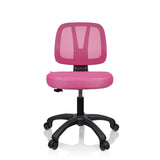 Roze Kinder bureaustoel KID YU 200 met netrugleuning en zwart vijfpootkruis met wieltjes van hjh OFFICE – 360-gradenweergave (vooraanzicht 0°)