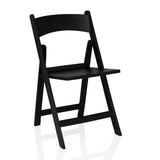 Zwarte Outdoor stoel TRAVANO 1 met rugleuning en vierkant frame van hjh LIVING – 360-gradenweergave (schuin vooraanzicht 29°)