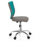 Grijs-turquoise Kinder bureaustoel KIDDY COMFORT met kruisvoet en vijf zwenkwielen van hjh OFFICE – 360-gradenweergave (zijaanzicht 80°)