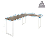 Maattekening van het Hoekbureau WORKSPACE BASIC I in walnoot en wit, 165 x 120 cm, van hjh OFFICE
