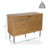 Maattekening van het Dressoir LINNO S van 100 × 74 cm met een draagvermogen van 50 kg van hjh LIVING