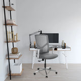 Grijze Thuisgebruik bureaustoel BRETON BASE W met netrugleuning en armleuningen van hjh OFFICE