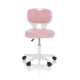 Roze Kinder bureaustoel KIDDY TOP W met wit frame en vijfsterrenvoet met zwenkwielen van hjh OFFICE – 360-gradenweergave (vooraanzicht 0°)