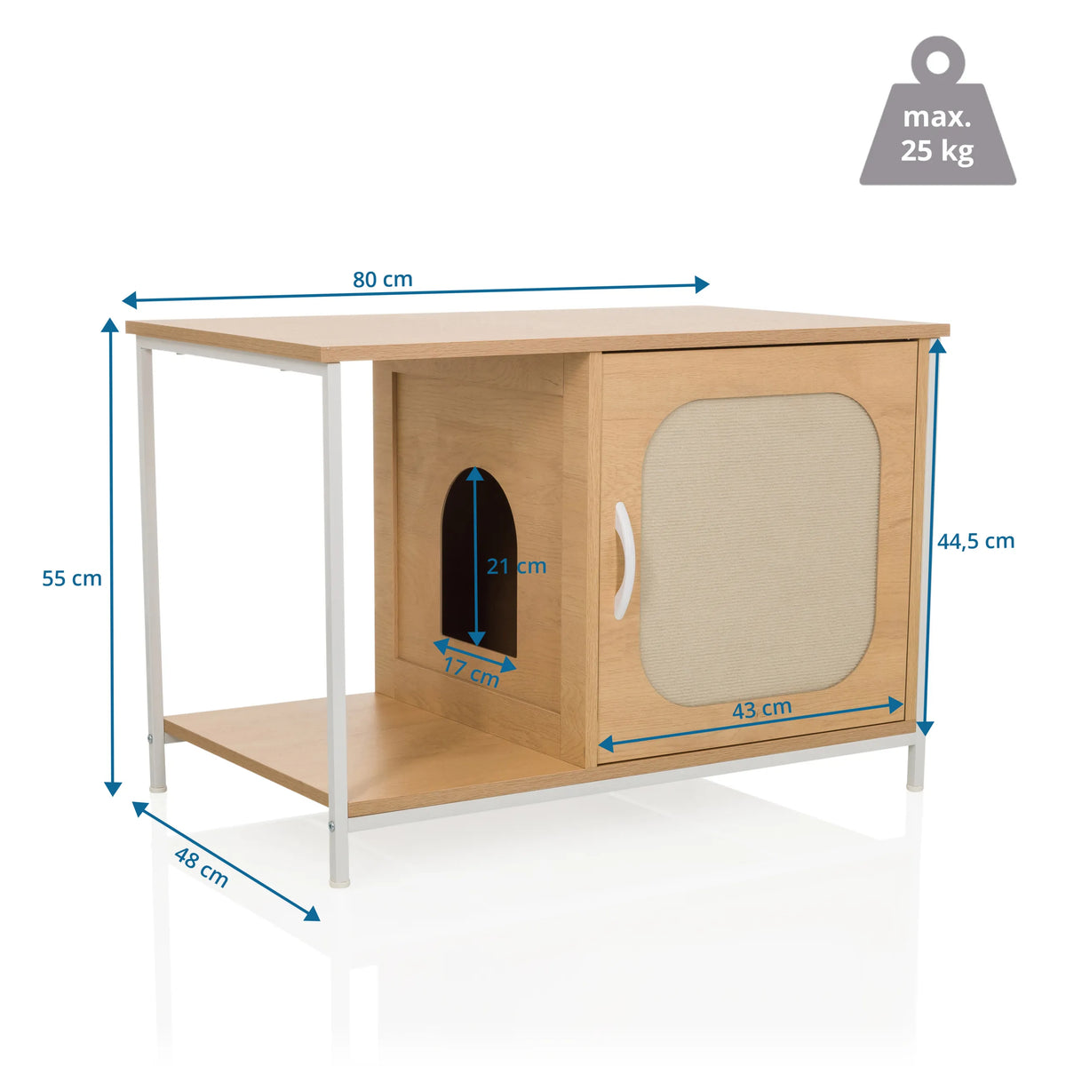 Maattekening van het Kattenhuis KITTYHOME 1 in beukenhout van 80 × 48 cm van hjh LIVING