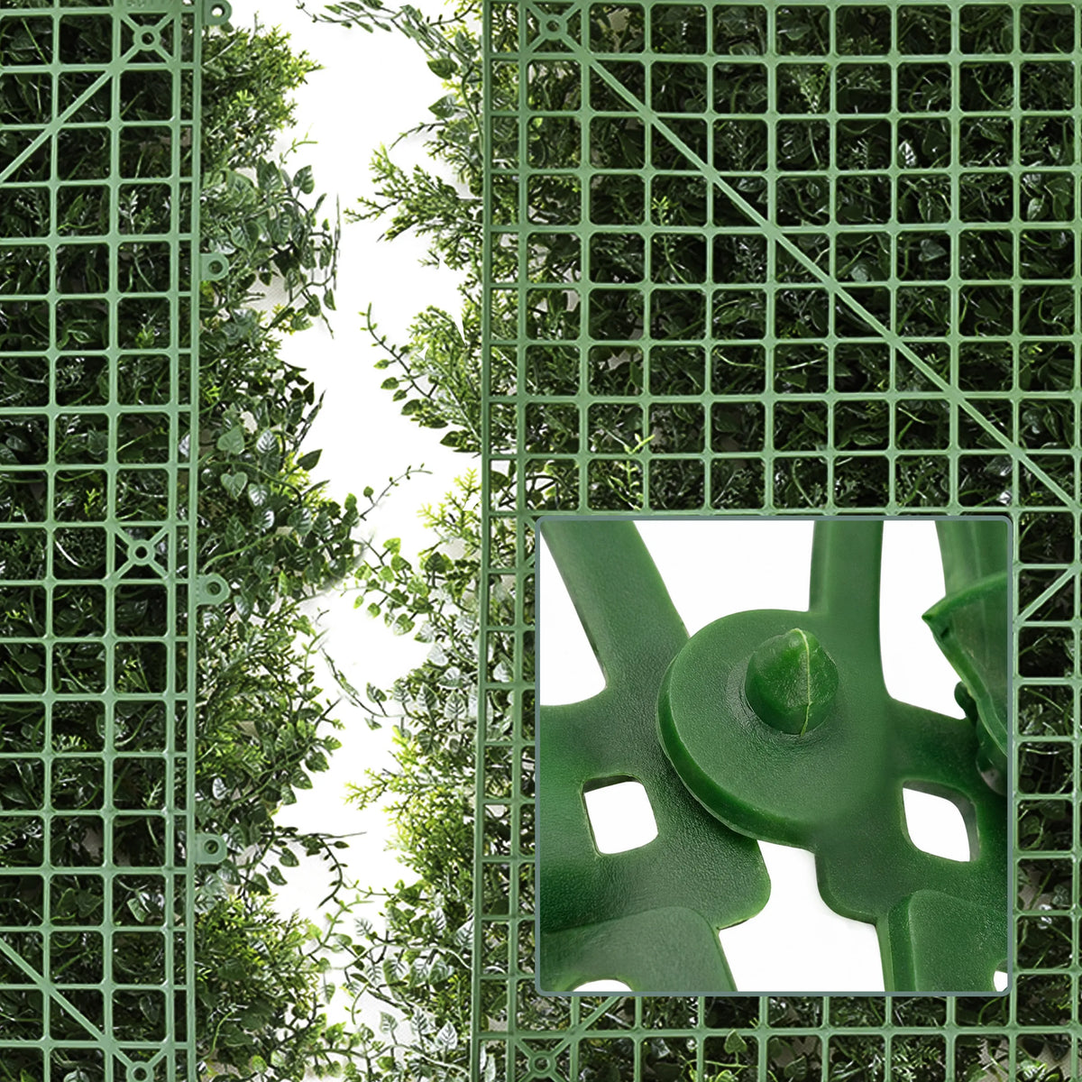 Groen plastic raster met verbindingselement van de LEAFLUXE 2 plantmat van hjh LIVING