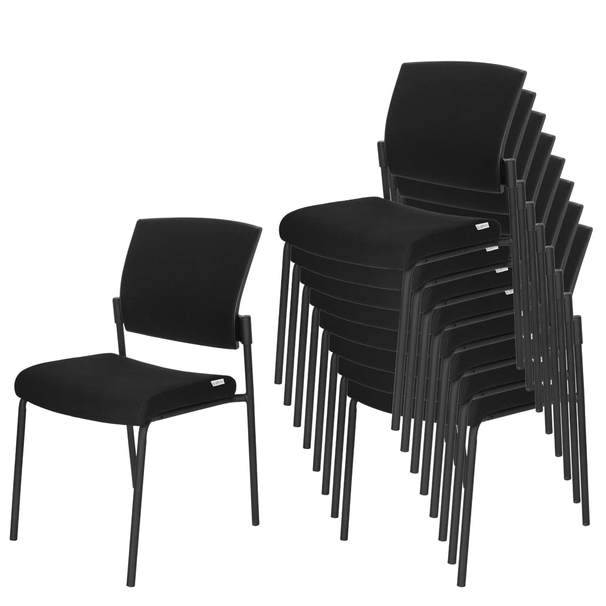Stapelbare vierpotige stoelen K9 V PRO in zwart met een slank frame van hjh OFFICE