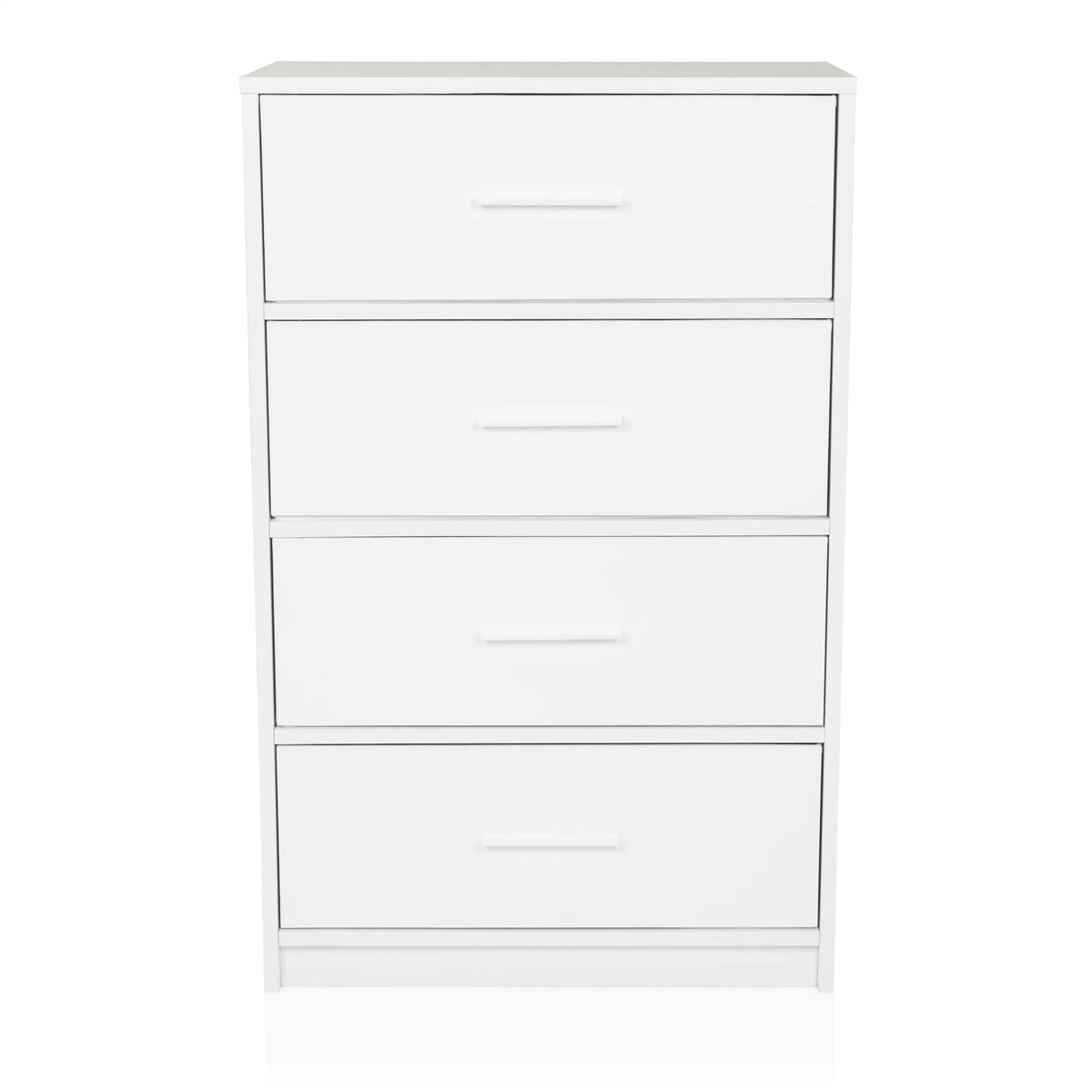 Witte commode ESTORIA met vier laden en eenvoudige grepen van hjh LIVING – 360-gradenweergave (vooraanzicht 0°)