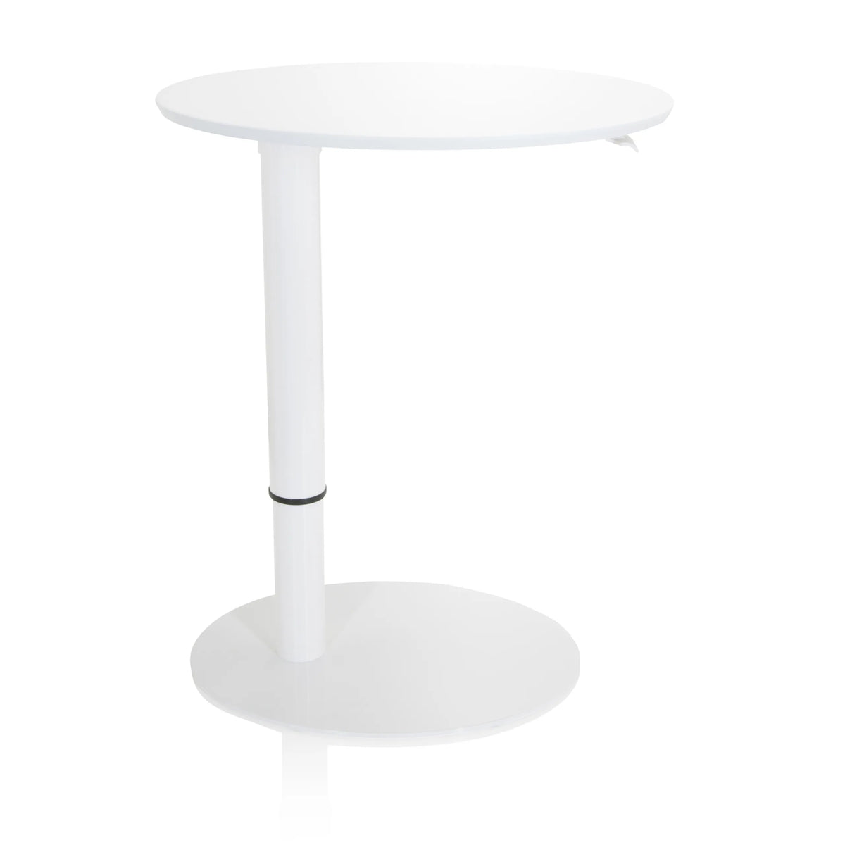 Wit Zit- Sta bureau STAND III met rond tafelblad en ronde voet van hjh OFFICE – 360-gradenweergave (vooraanzicht 0°)