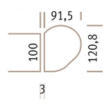 Maattekening van de aanbouwplaat LA92 C met maten van 100, 91,5 en 120,8 van hjh OFFICE PRO