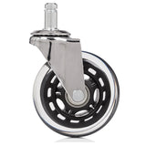Zilverkleurige 5x ROLO SKATE CT 11mm/75mm bureaustoelwielen voor harde vloeren met transparante wielen van hjh OFFICE