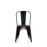 Zwarte Bistrostoel VANTAGGIO COMFORT W met bruine houten zitting van hjh OFFICE – 360-gradenweergave (vooraanzicht 0°)