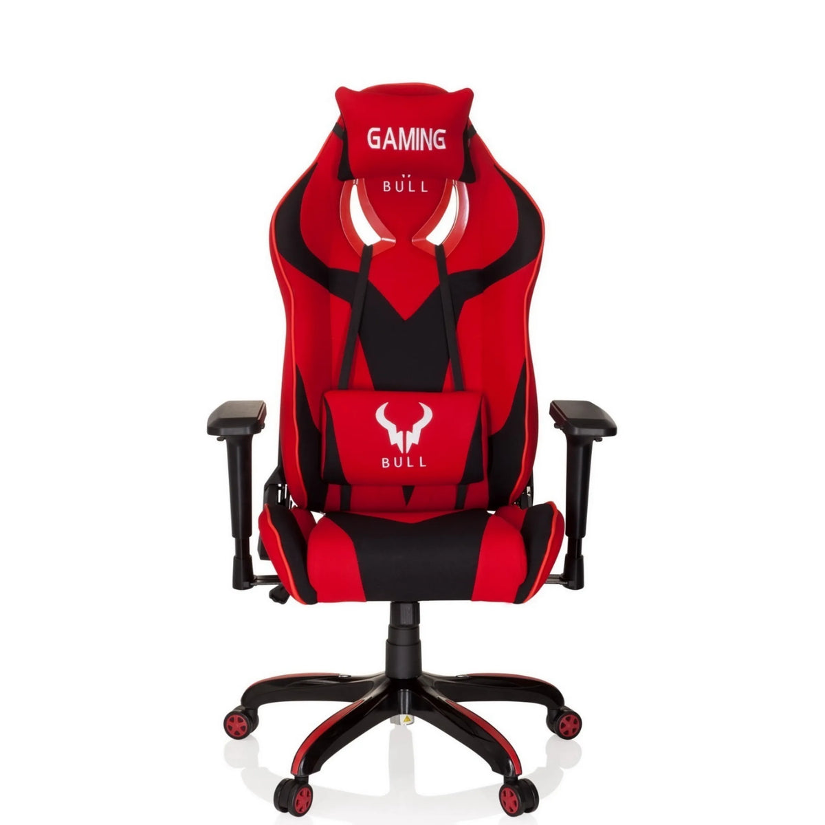 Gamestoel PROMOTER II in zwart-rood met nek- en lendenkussen van hjh OFFICE