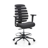 Zwarte Baliestoel ERGO LINE II WORK met stoffen bekleding, voetring en zwenkwielen van hjh OFFICE