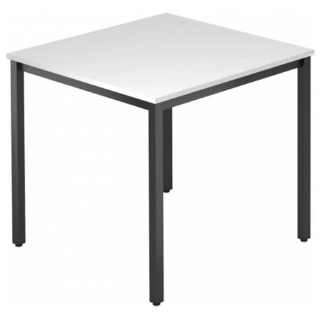 Vierkante tafel DORAN DQ08 D met wit tafelblad en zwart vierkantsbuisframe van hjh OFFICE PRO