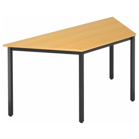 Schrijfbureau DORAN DQTR D met beukenkleurig blad en zwart vierkant buisframe van hjh OFFICE PRO