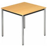 Vierkante tafel DORAN DR08 C met beukenkleurig blad en verchroomde ronde buispoten van hjh OFFICE PRO