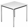 Vierkante tafel DORAN DR08 C met wit blad en verchroomde ronde buispoten van hjh OFFICE PRO