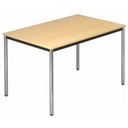 Bureau DORAN DR12 C met licht esdoornen oppervlak en verchroomde ronde buispoten van hjh OFFICE PRO