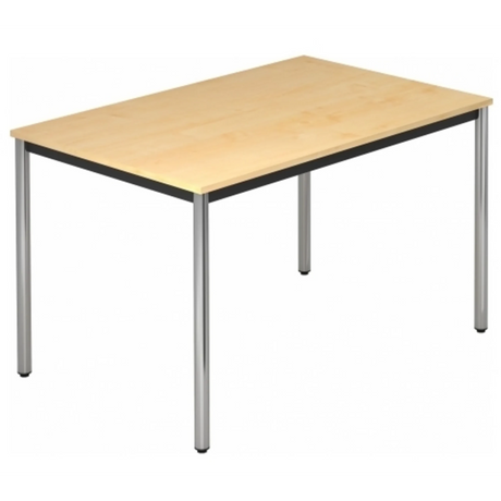 Bureau DORAN DR12 C met licht esdoornen oppervlak en verchroomde ronde buispoten van hjh OFFICE PRO